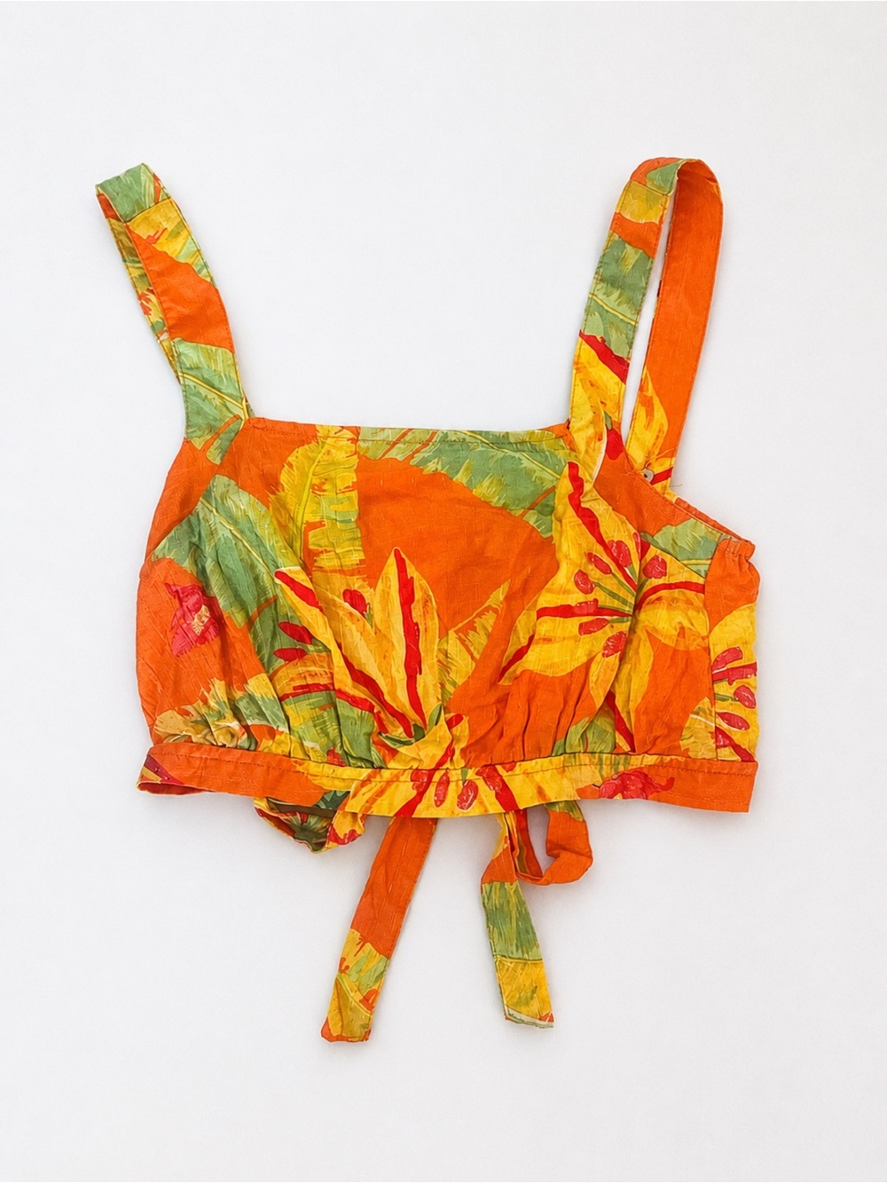 Haute Hippie Tropical Orange Floral Crop Top Size S NWOT